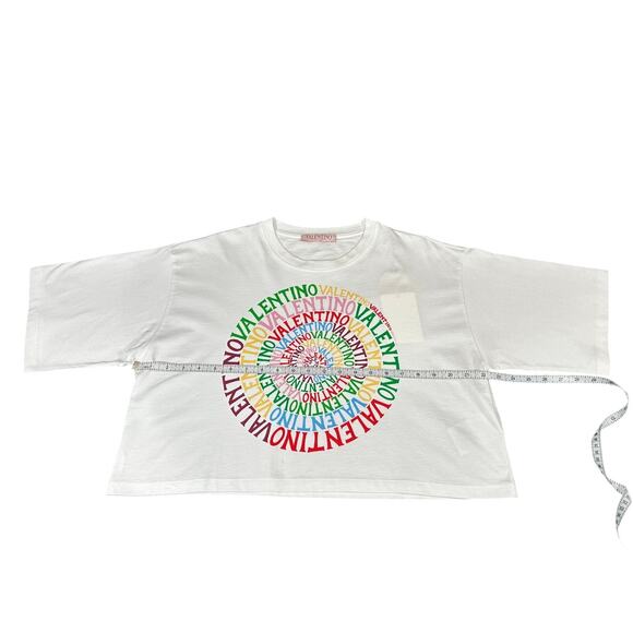 Valentino Loop Jersey Cropped T-Shirt Logo Size M NWT - Picture 4 of 7